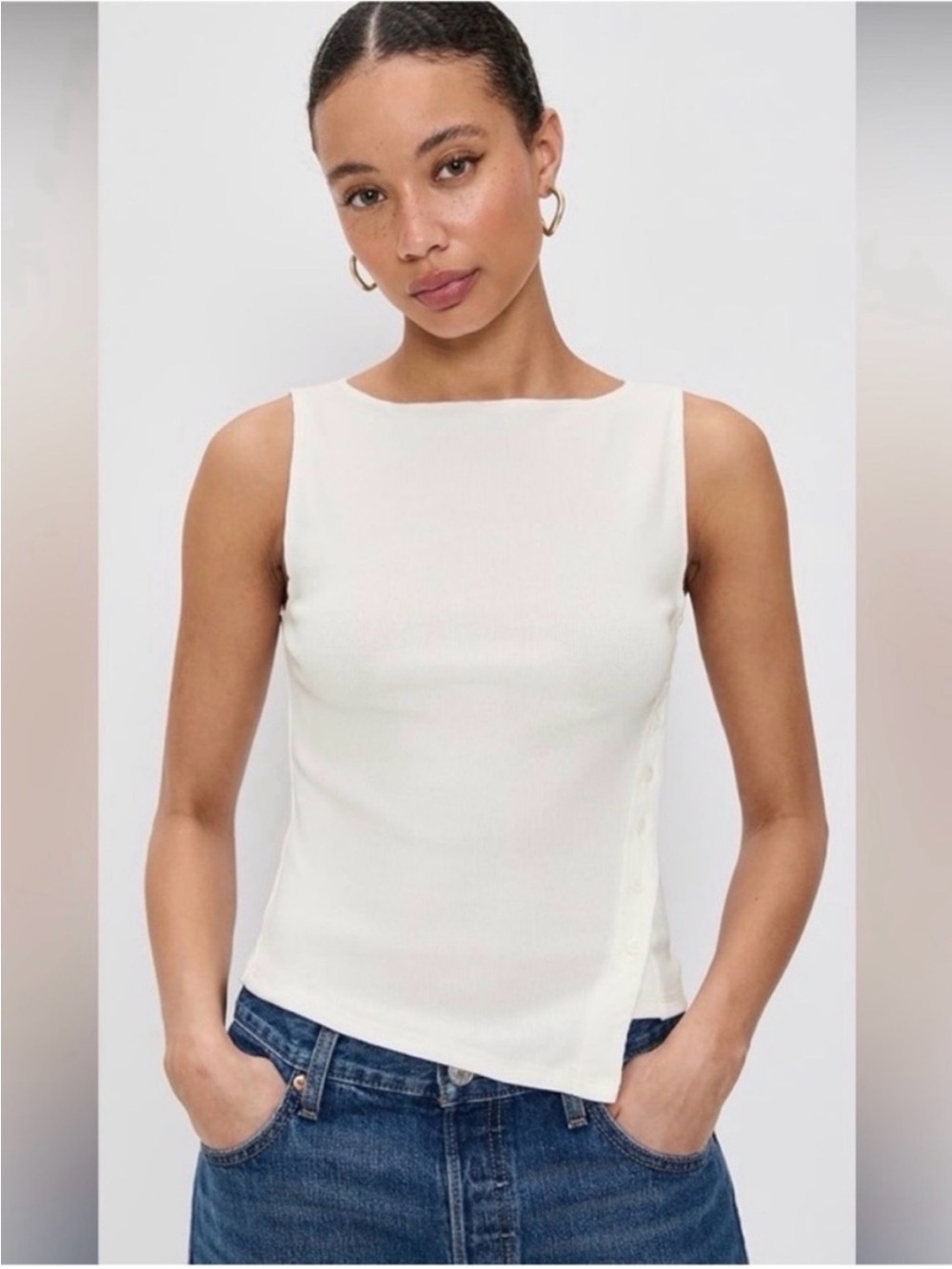 🛍️ Reformation Hudson Knit Tank Top – White, Size M